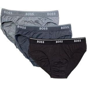 HUGO BOSS Briefs Mens Medium Black Gray 3-Pack Power Cotton Stretch Mini Brief